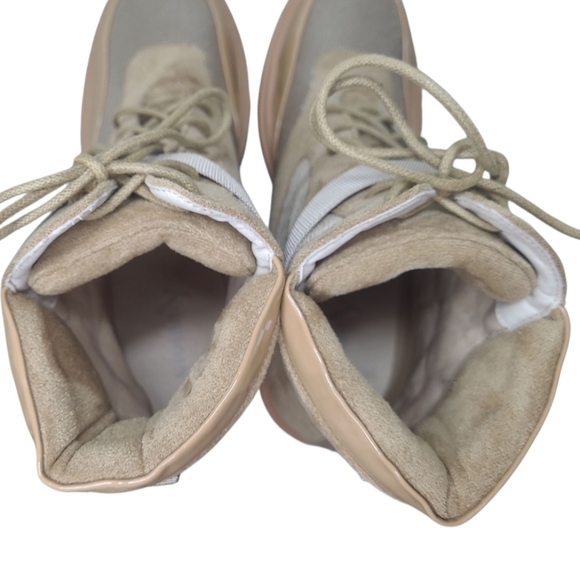 Vivianly MOTO Lace-Up Chunky Heel Platform Combat Boots Nude Size 10 - Picture 11 of 16